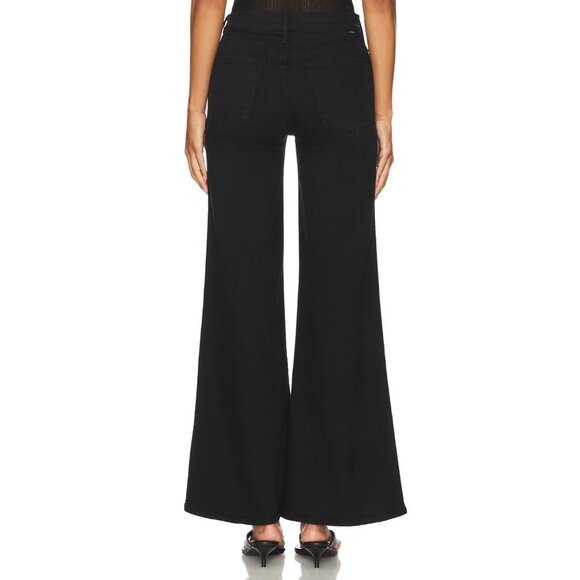 NWT Mother The LIL Twister Sneak in Pitch Black Wide Leg Stretch Jeans 27 - Picture 4 of 11